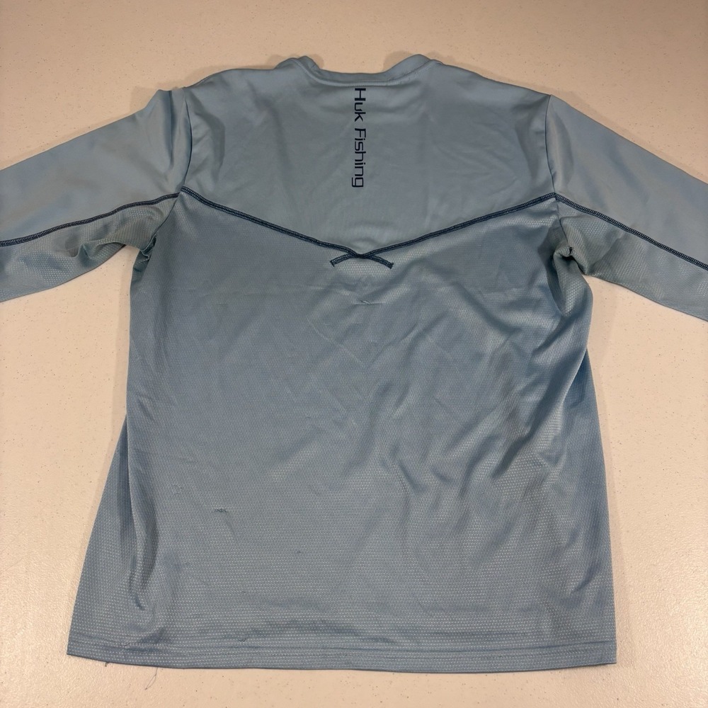 FLAWS! HUK Icon X Light Blue Solid Fishing Performance L/S Shirt Blue Size M - Picture 2 of 13